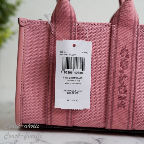 NWT Coach CS618 Smith Mini Tote Crossbody in Silver/Light Blush - Picture 7 of 10